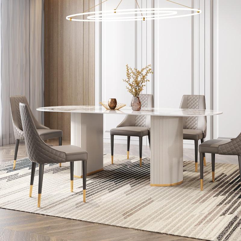 Costanza Dining Table, Sintered Stone, White with extendable dining table round