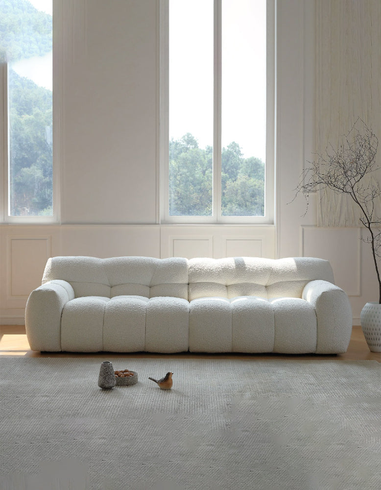 Cora Cloud Two / Three Seater Sofa, Boucle with oval dining table extendable