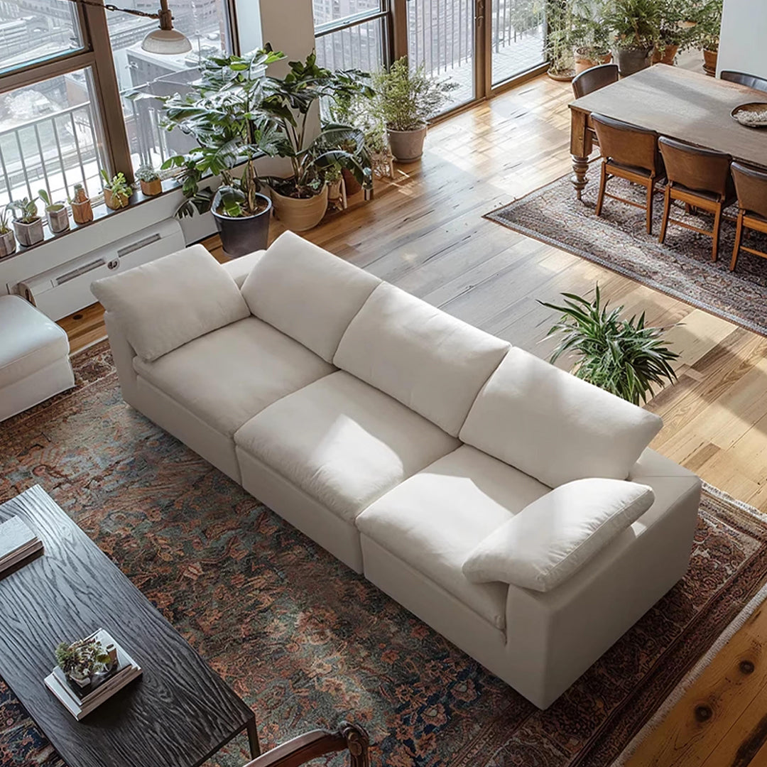 Farid Two Seater, Three Seater Sofa, Modular Sofa, White Linen-Weilai Concept