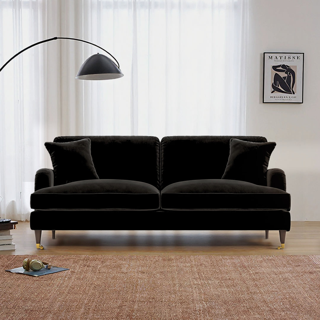 Ismail Two Seater Sofa, Loveseat, Velvet-Weilai Concept
