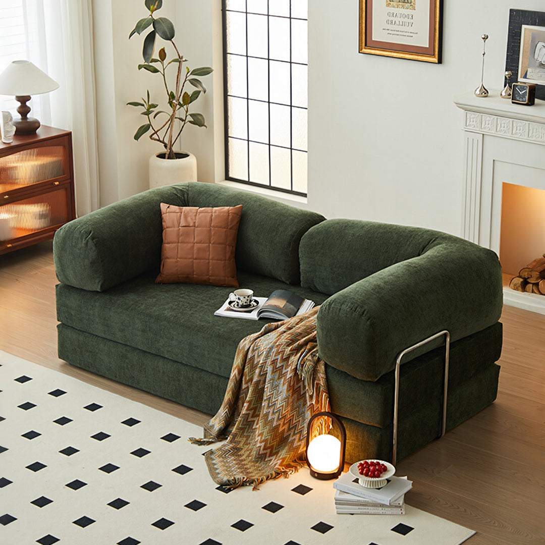 Yamada Foldable Lazy Sofa Bed, Corduroy with corner sofa and sofa bed