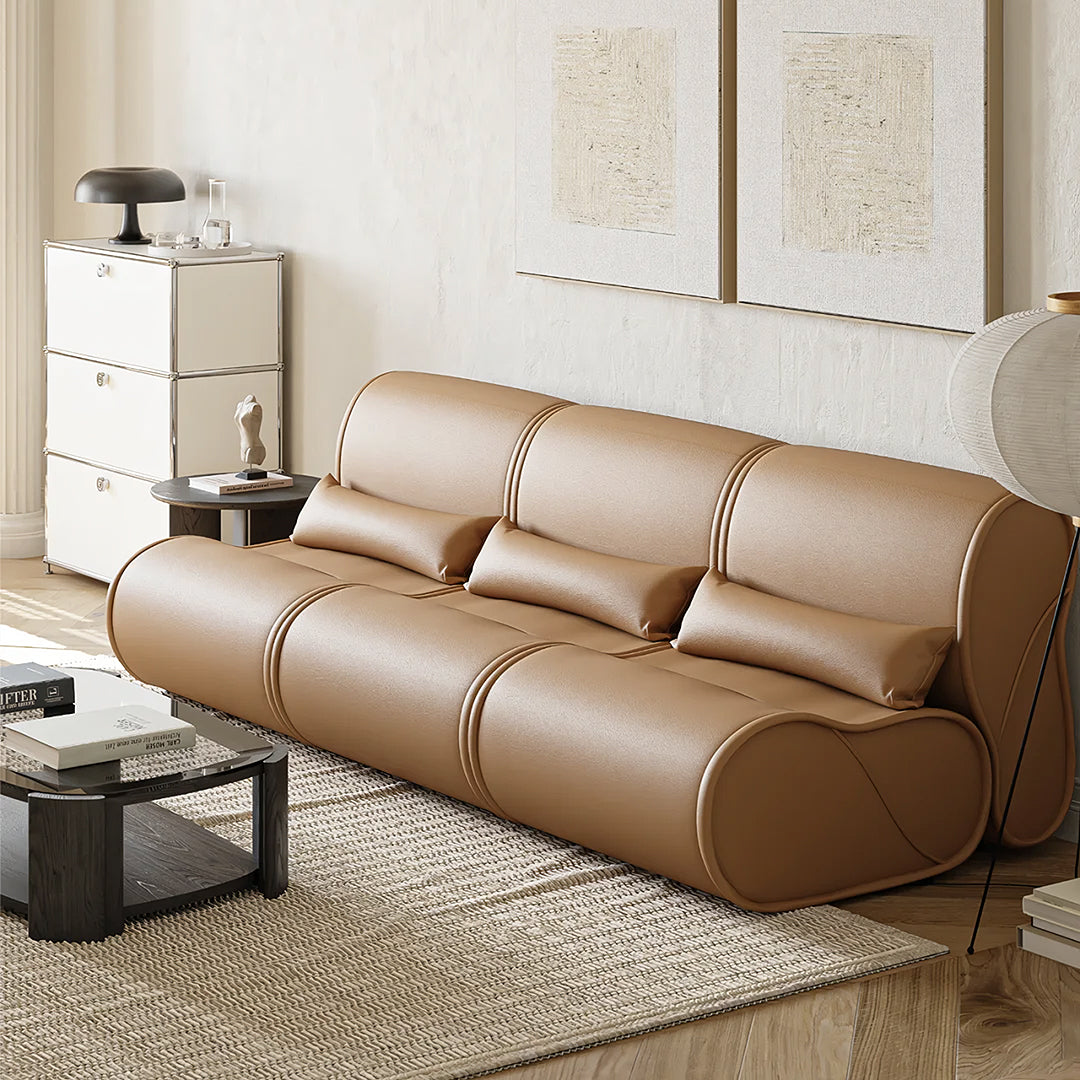Shimizu Modular Three Seater Corner Sofa with beige leather corner sofa