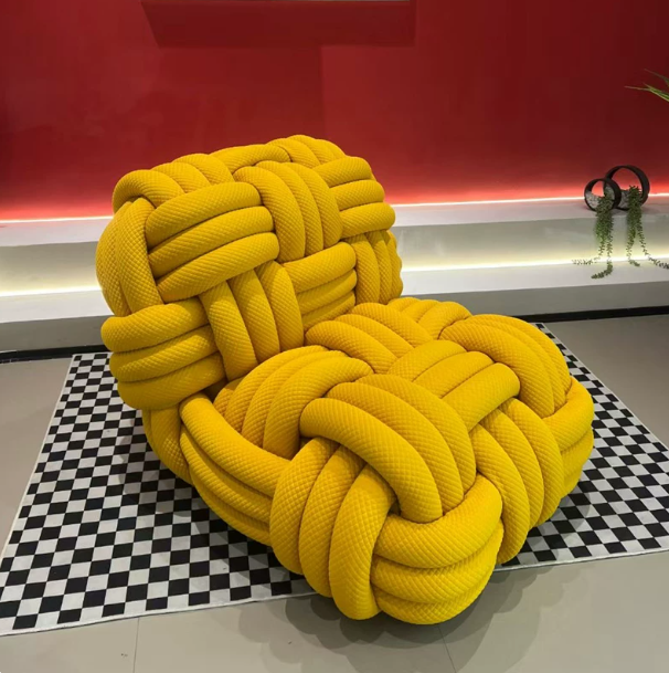 Nordic Knitty Knotted Woven Sofa Chair Living Room Designer Moooi Knitted Leisure Chair Unique Beanbag Chair