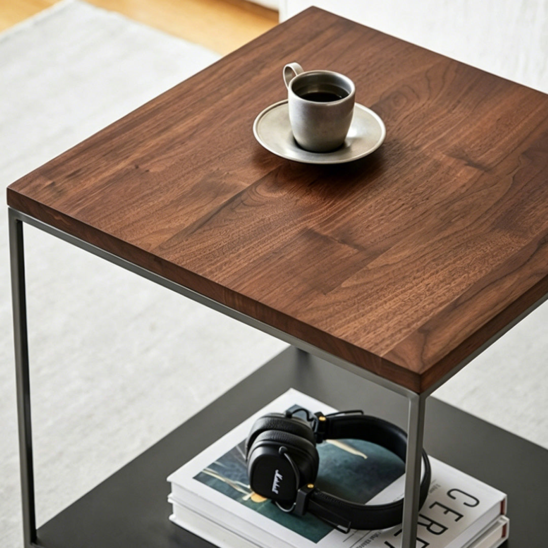 Barnaby Walnut And Metal Side Table