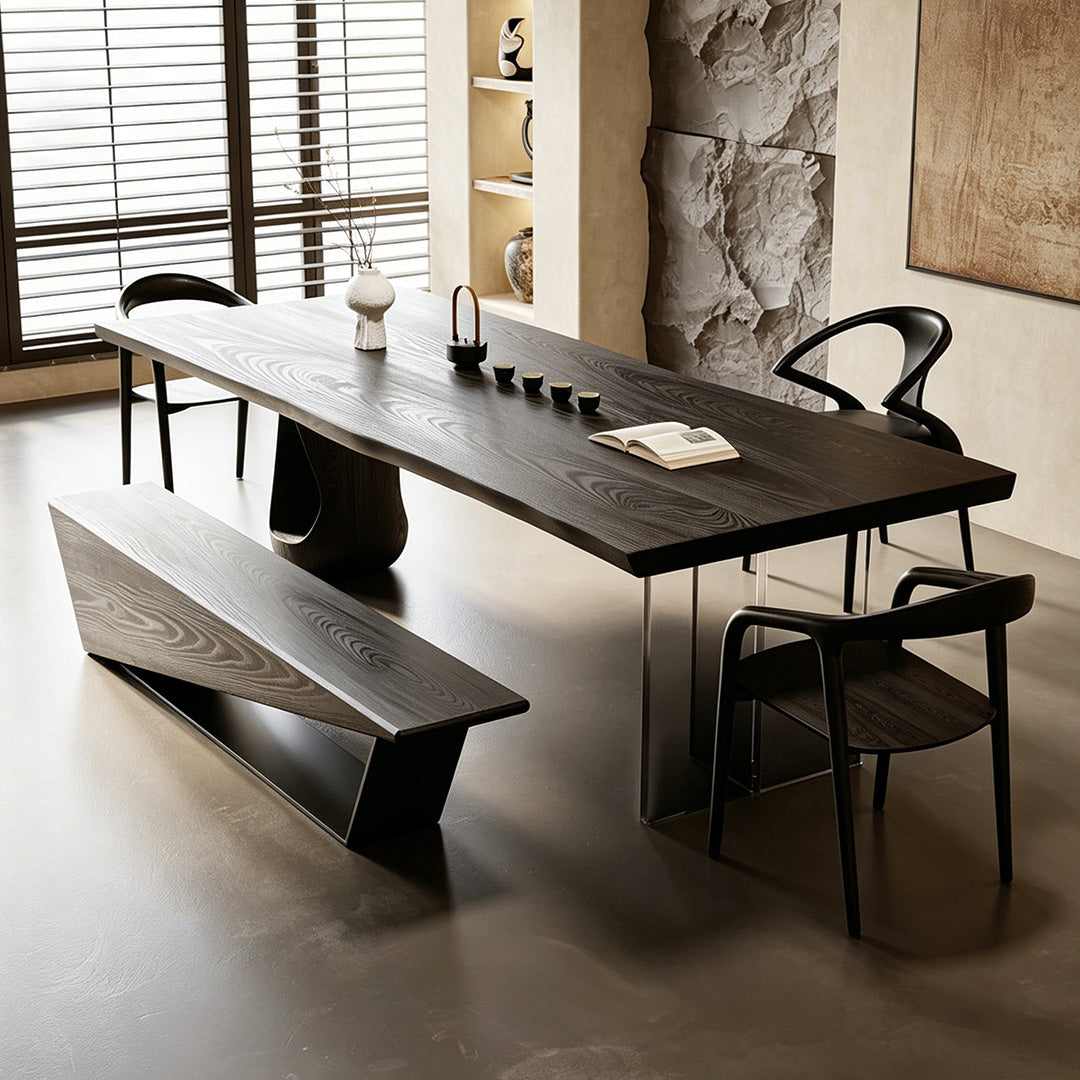 Bram Black Solid Wood Dining Table