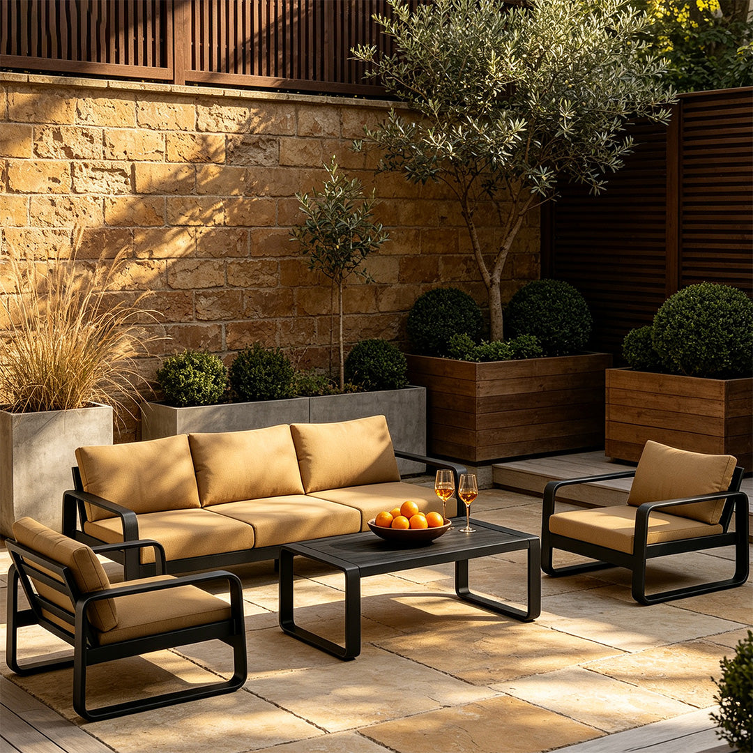Lenton Tan Cushioned Outdoor Lounge Set