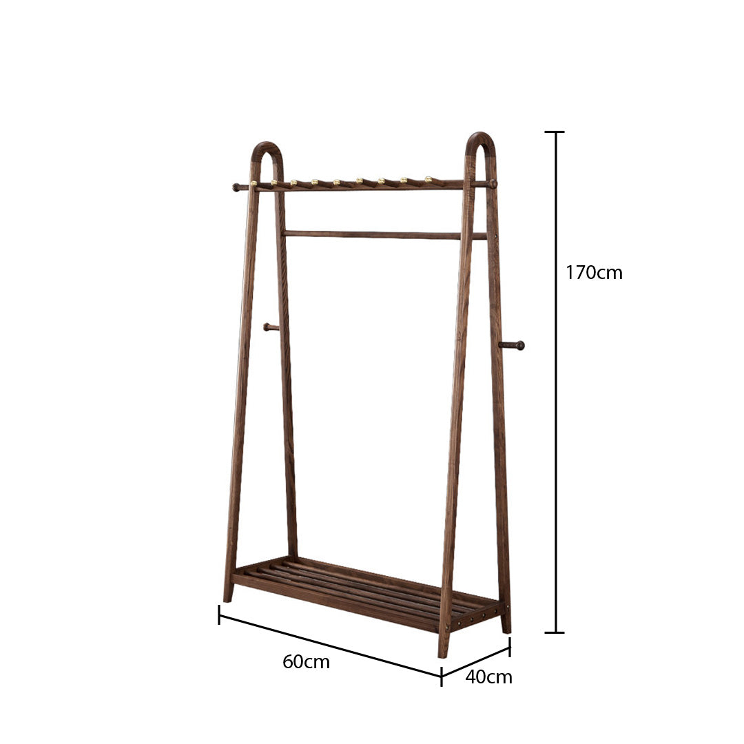 Calvin Walnut Wood Freestanding Clothes Rack