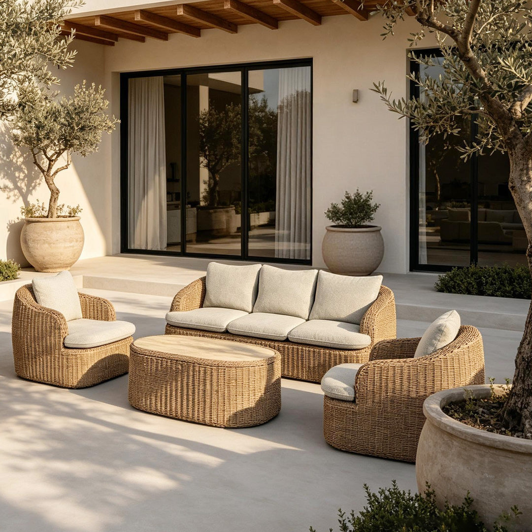 Noah Natural Wicker Outdoor Seating Set