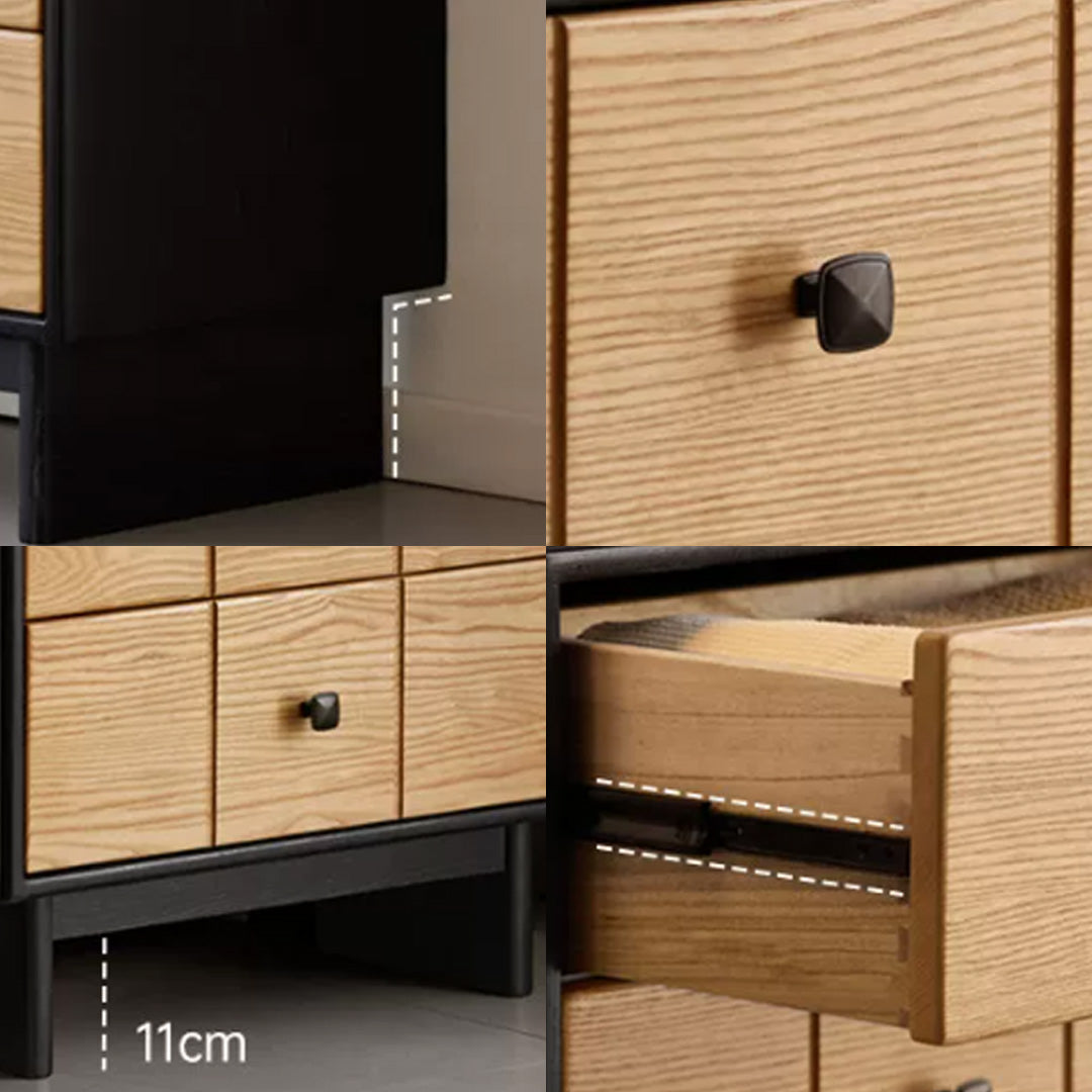 Cameron Natural Wood And Black Frame Storage Cabinet Set