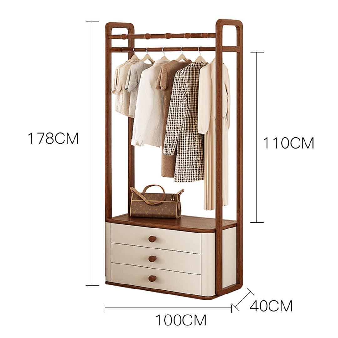 Sigurd Walnut And Cream Freestanding Garment Rack
