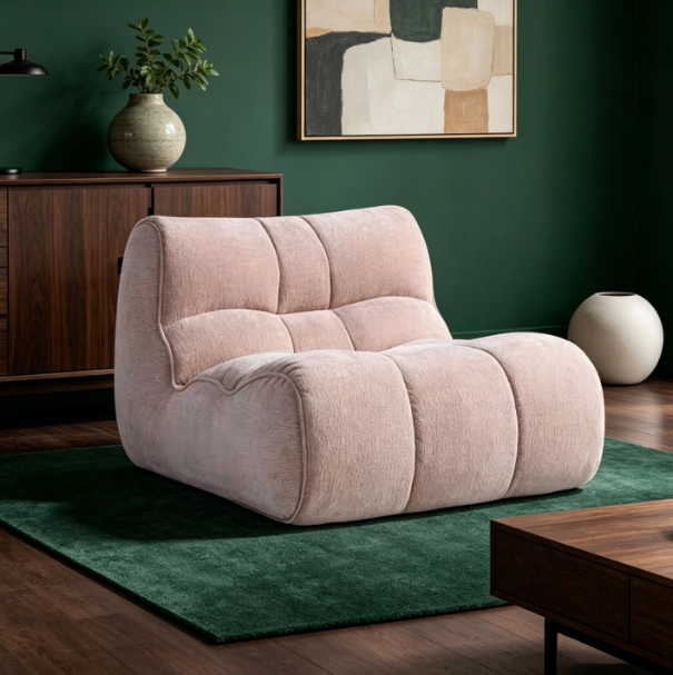 Freehand Caterpillar Sofa for Bedroom and Living Room, Creamy Style Lazy Relaxing Single Recliner