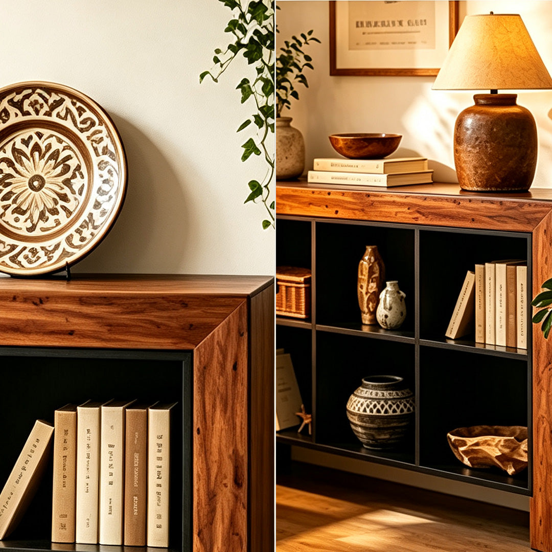Jock Walnut Finish Cube Storage Cabinet