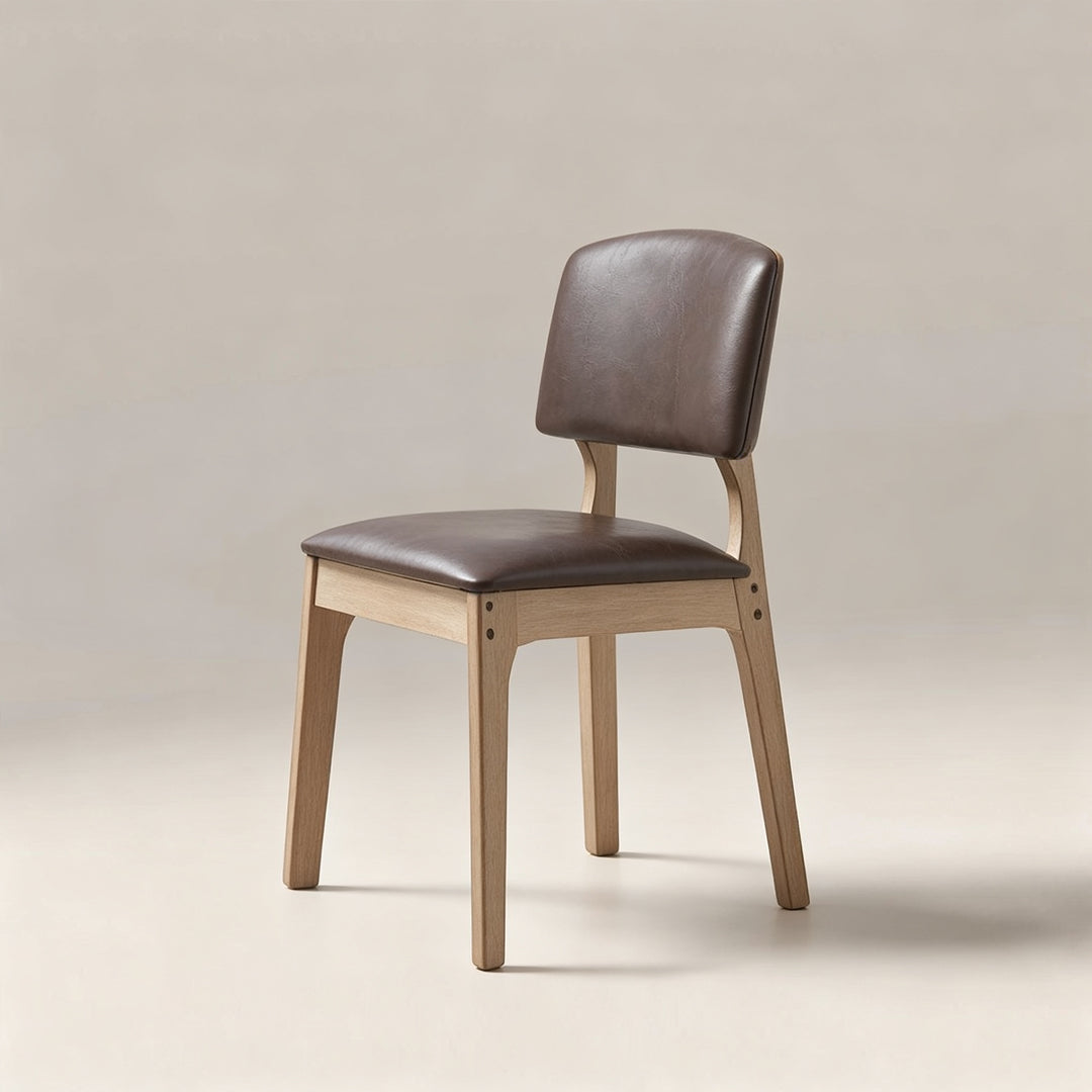 Benton Oak Frame Brown Faux Leather Dining Chair,Wood