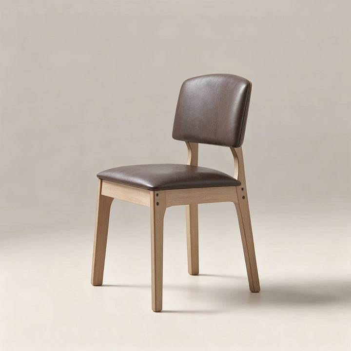 Benton Oak Frame Brown Faux Leather Dining Chair,Wood