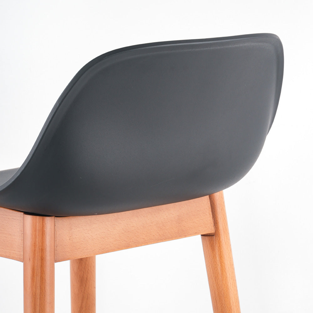 Laurel Black Molded Seat Bar Stool With Wood Legs