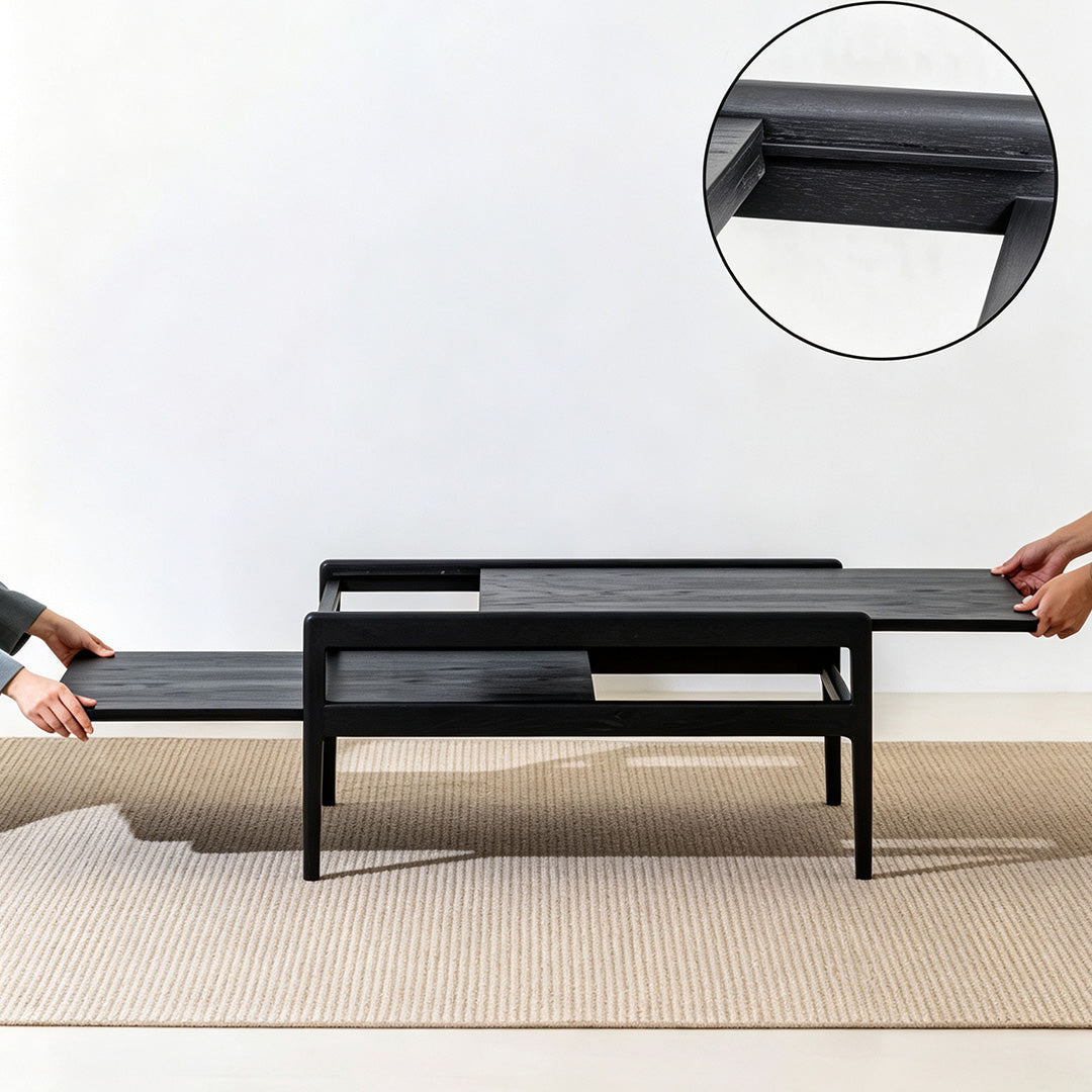 Farley Extendable Coffee Table In Black Wood