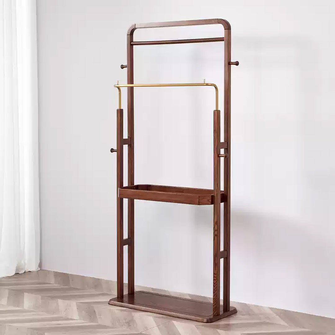 Signe Brown Wood And Brass Hall Tree