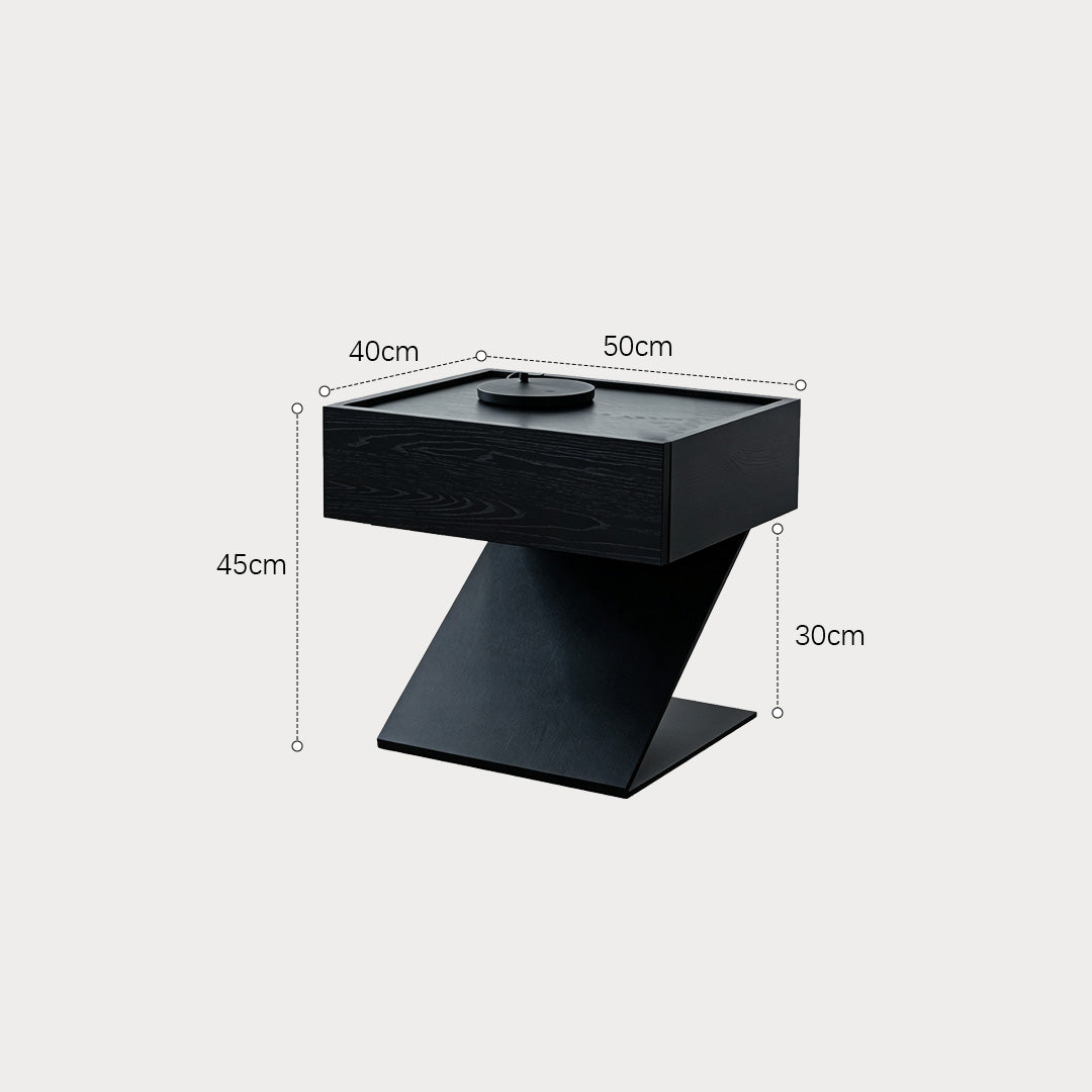 Fulbourn Black Oak Wood Bedside Table