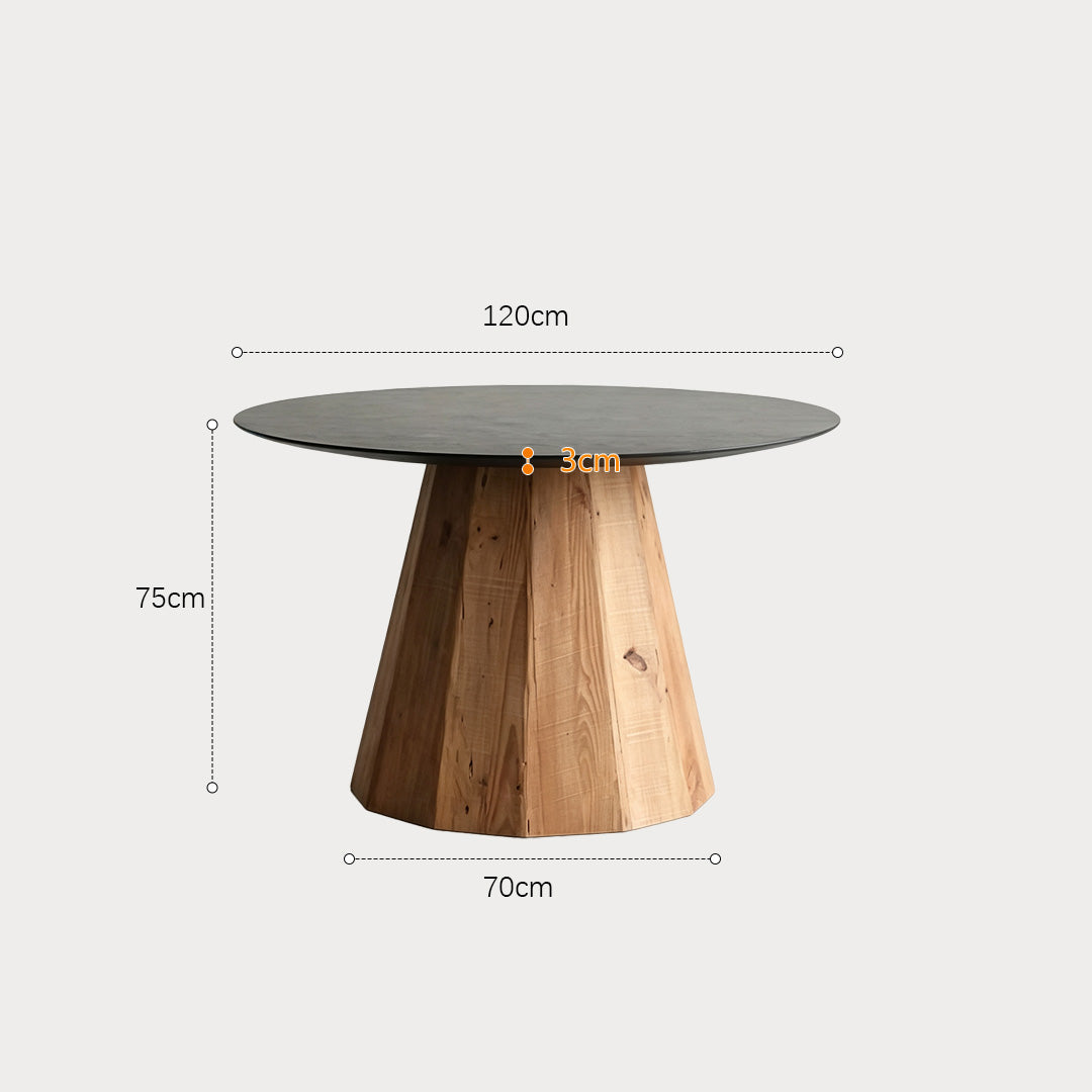 Gordon Natural Wood Base Black Round Dining Table