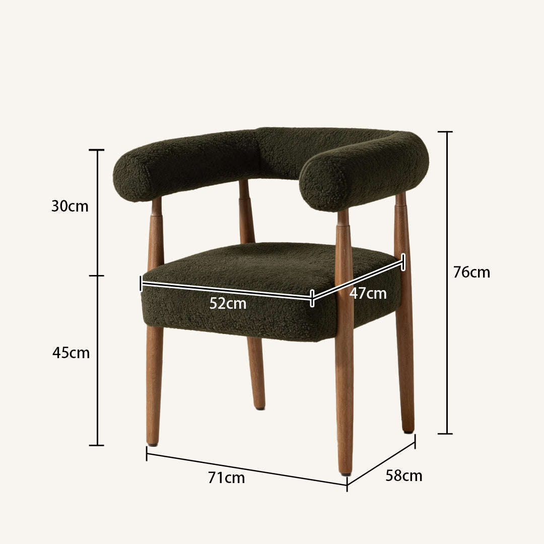Evergreen Cove Boucle Armchair,Wood