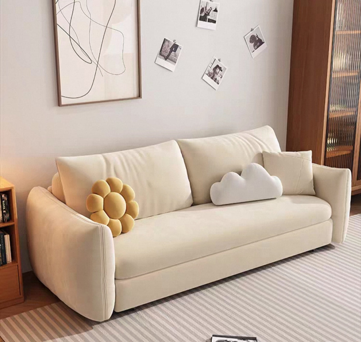 Modern Cream Style Multi-functional Foldable Sofa Bed