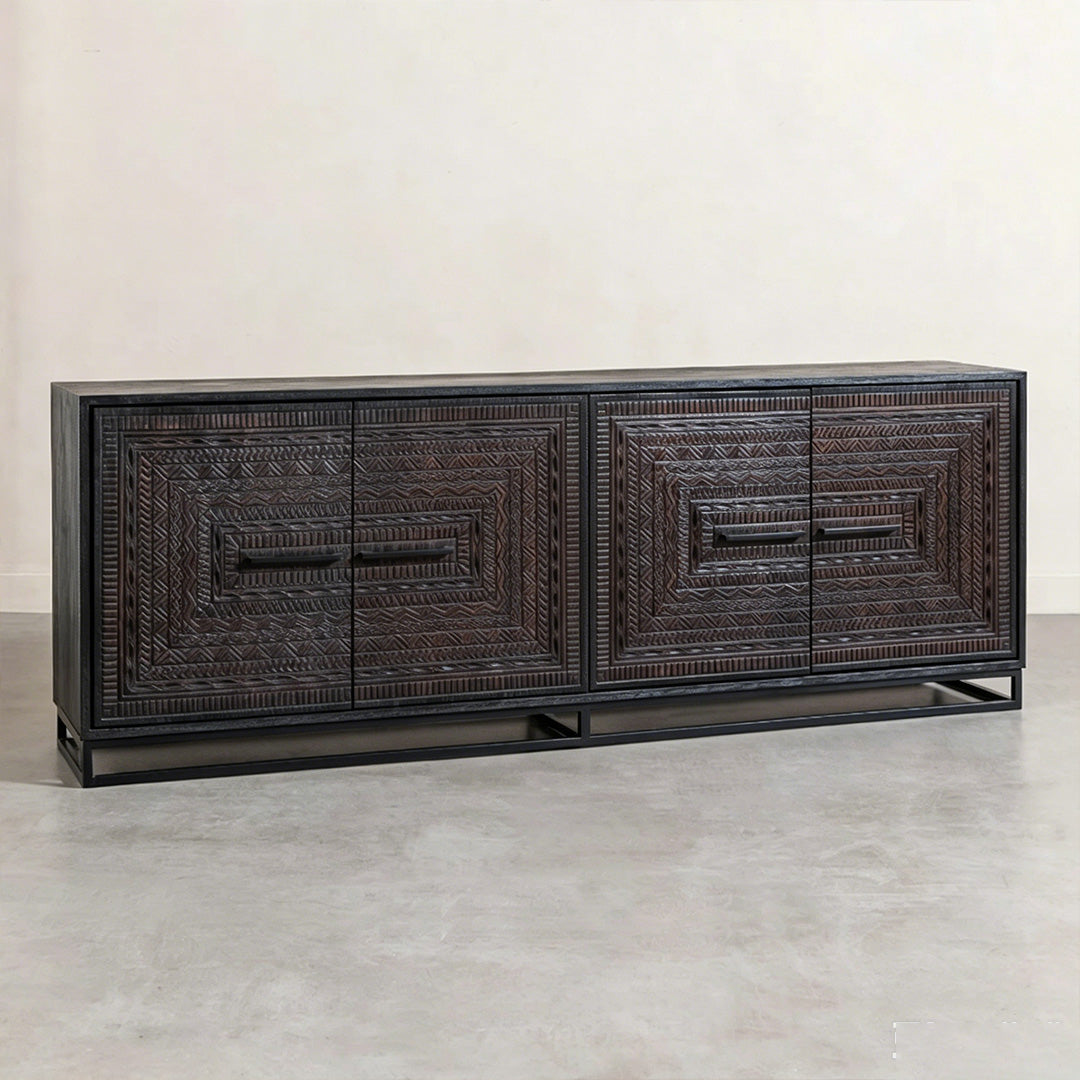 Marcus Black Carved Wood Sideboard