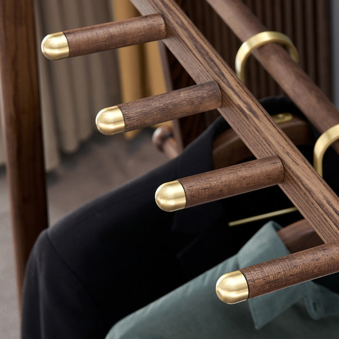 Calvin Walnut Wood Freestanding Clothes Rack