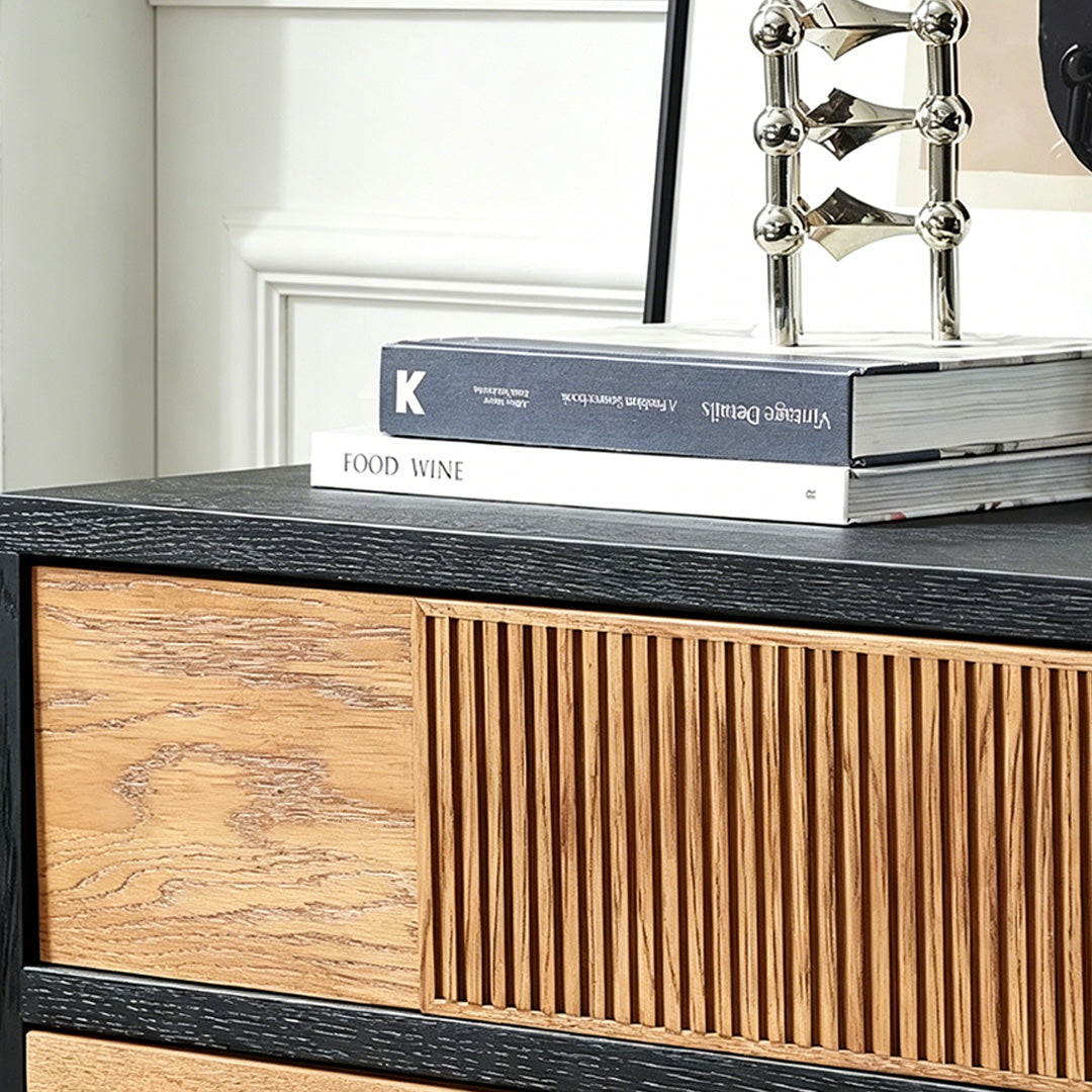 Raymond Black Frame Natural Wood Chest Of Drawers
