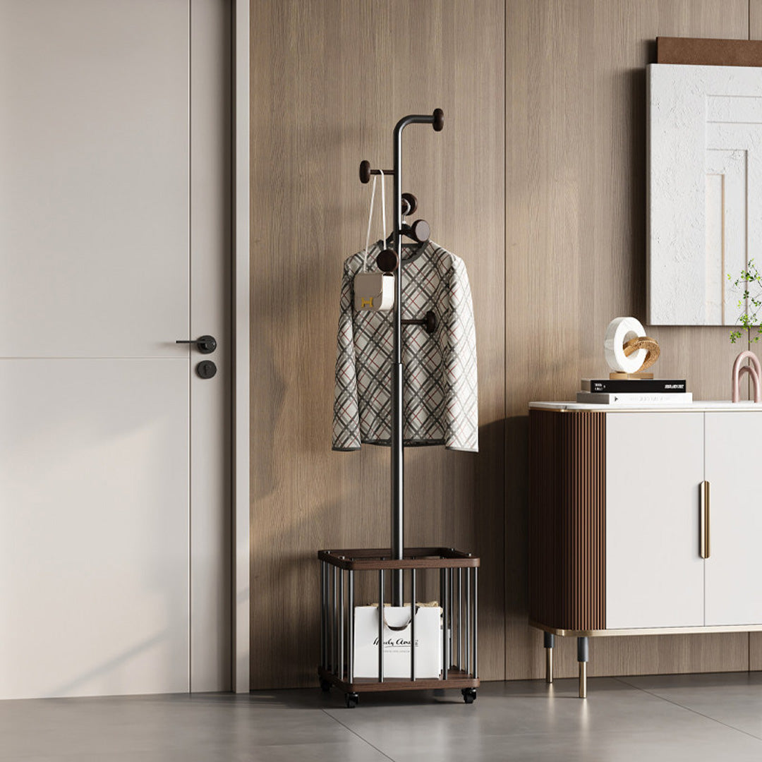 Branwell Dark Wood And Metal Freestanding Coat Rack