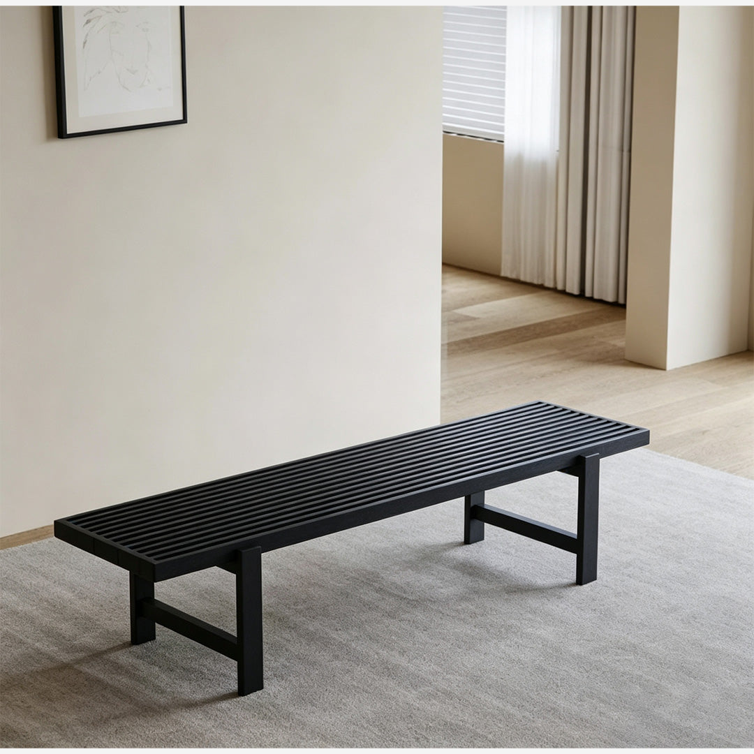 Jericho Ebony Wood Slatted Bench