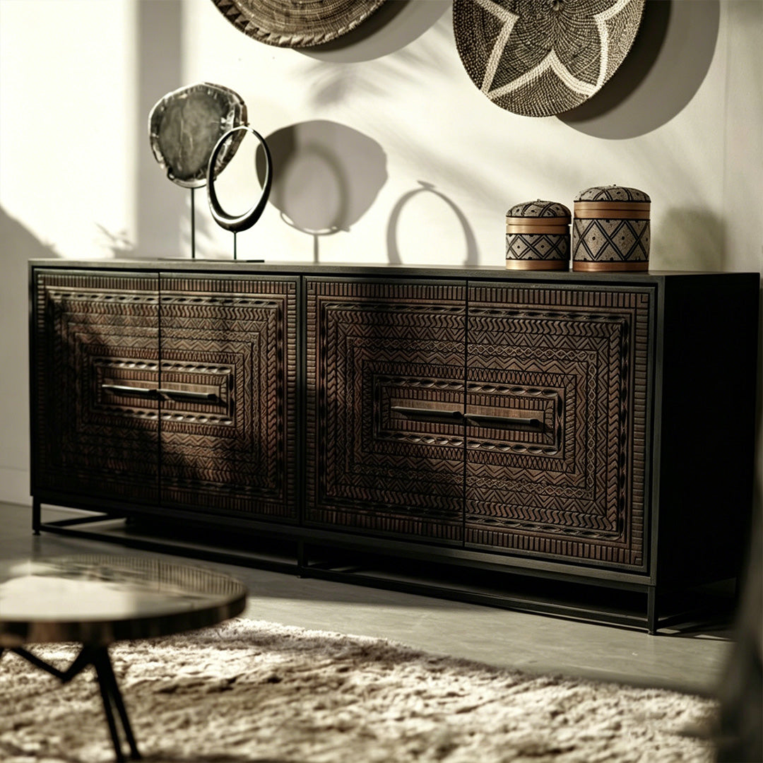 Marcus Black Carved Wood Sideboard