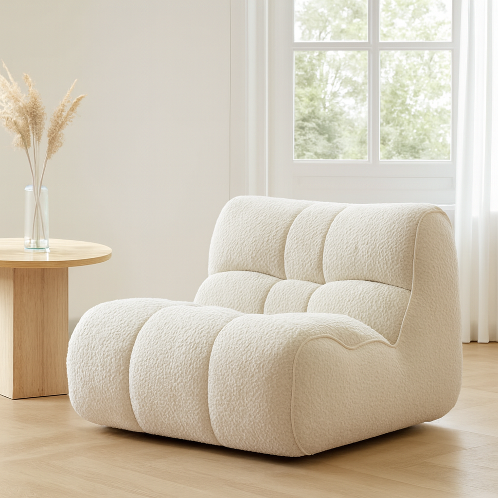 Freehand Caterpillar Sofa for Bedroom and Living Room, Creamy Style Lazy Relaxing Single Recliner lifestyle scene image