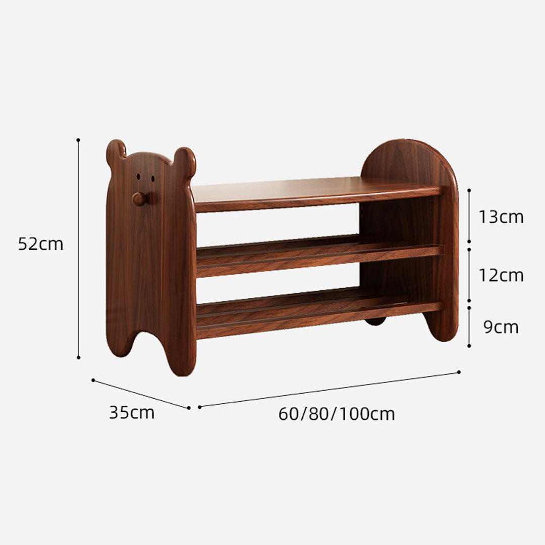 Bramble Walnut Wood 3-Tier Shoe Rack Bench