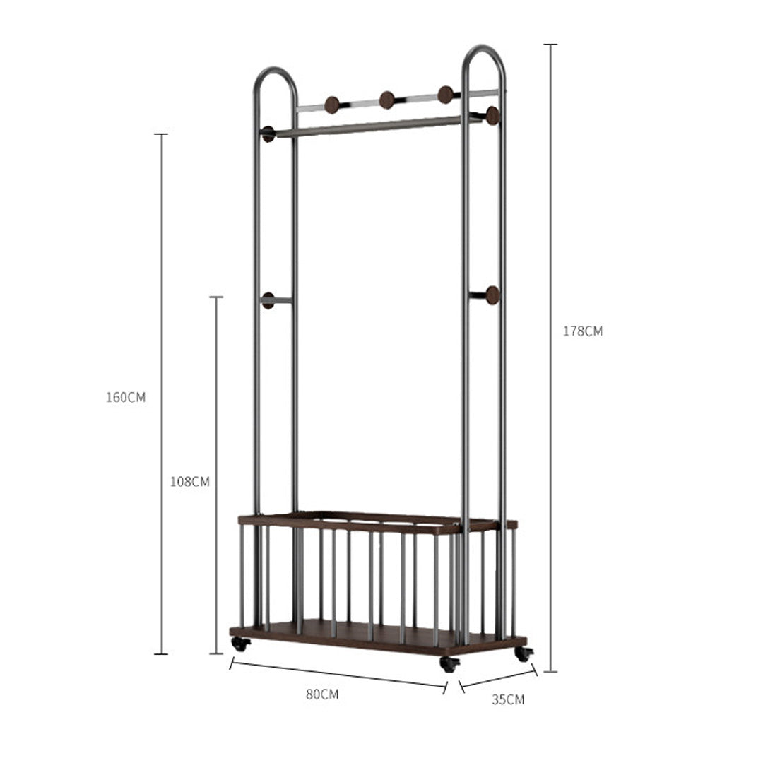 Celeste Espresso And Steel Freestanding Garment Rack