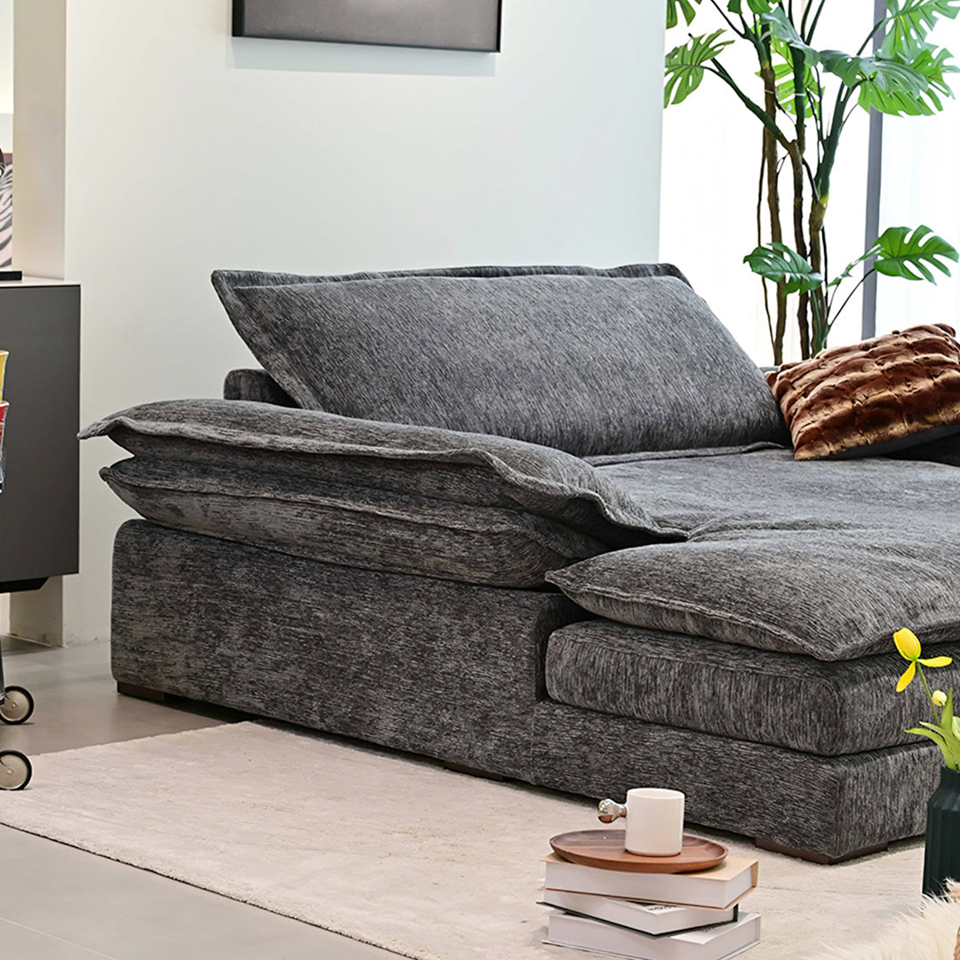 Dela Cruz Single Seater Sofa, Two Seater Sofa, Sofa Bed Chenille, side view of campervan sofa bed