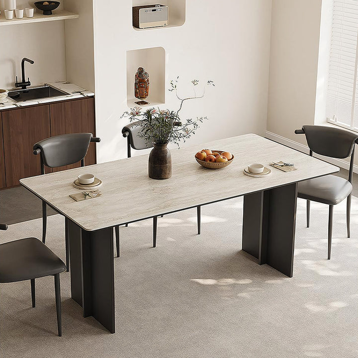 Hasegawa Dining Table, Sintered Stone With Black Legs - round dining tables extendable