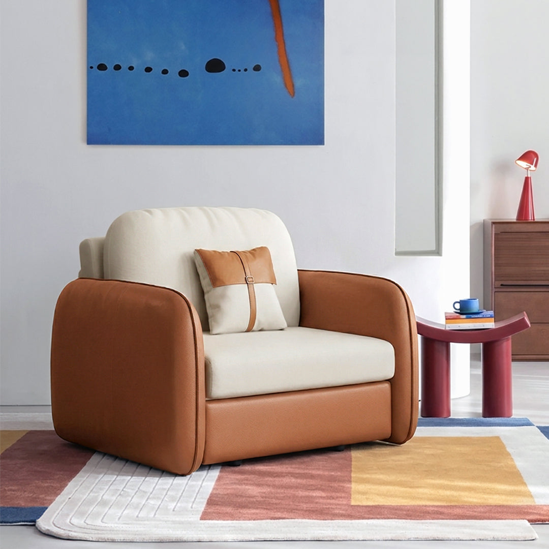Caio Single Sofa Bed, Leathaire (Orange / 106cm) Clearance