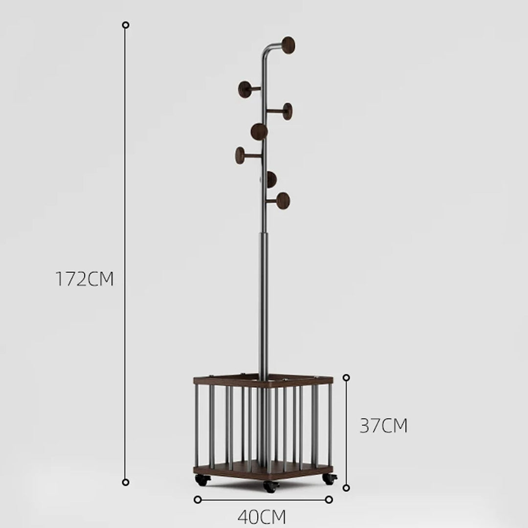 Branwell Dark Wood And Metal Freestanding Coat Rack