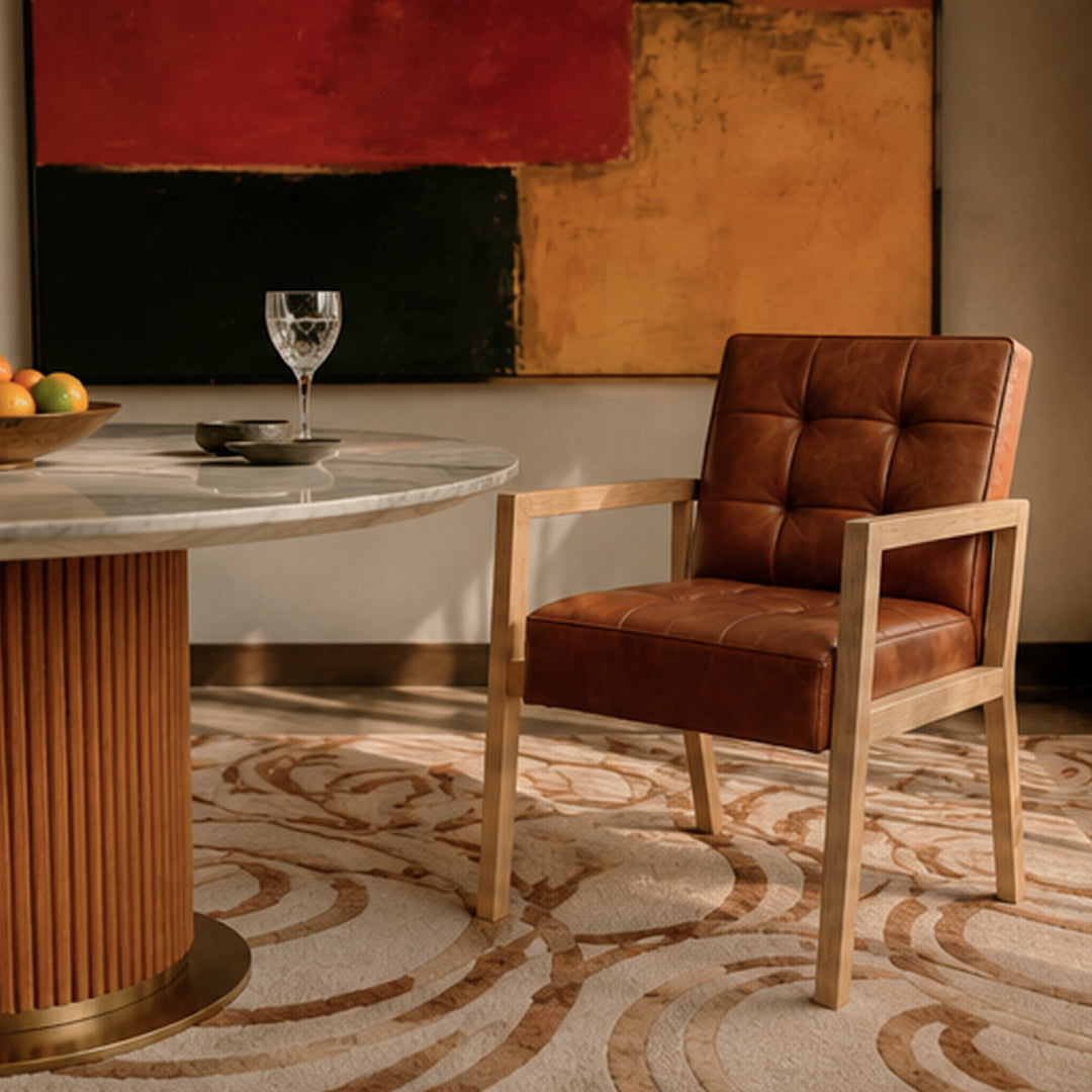 Ashford Cognac Leather Armchair ,Wood