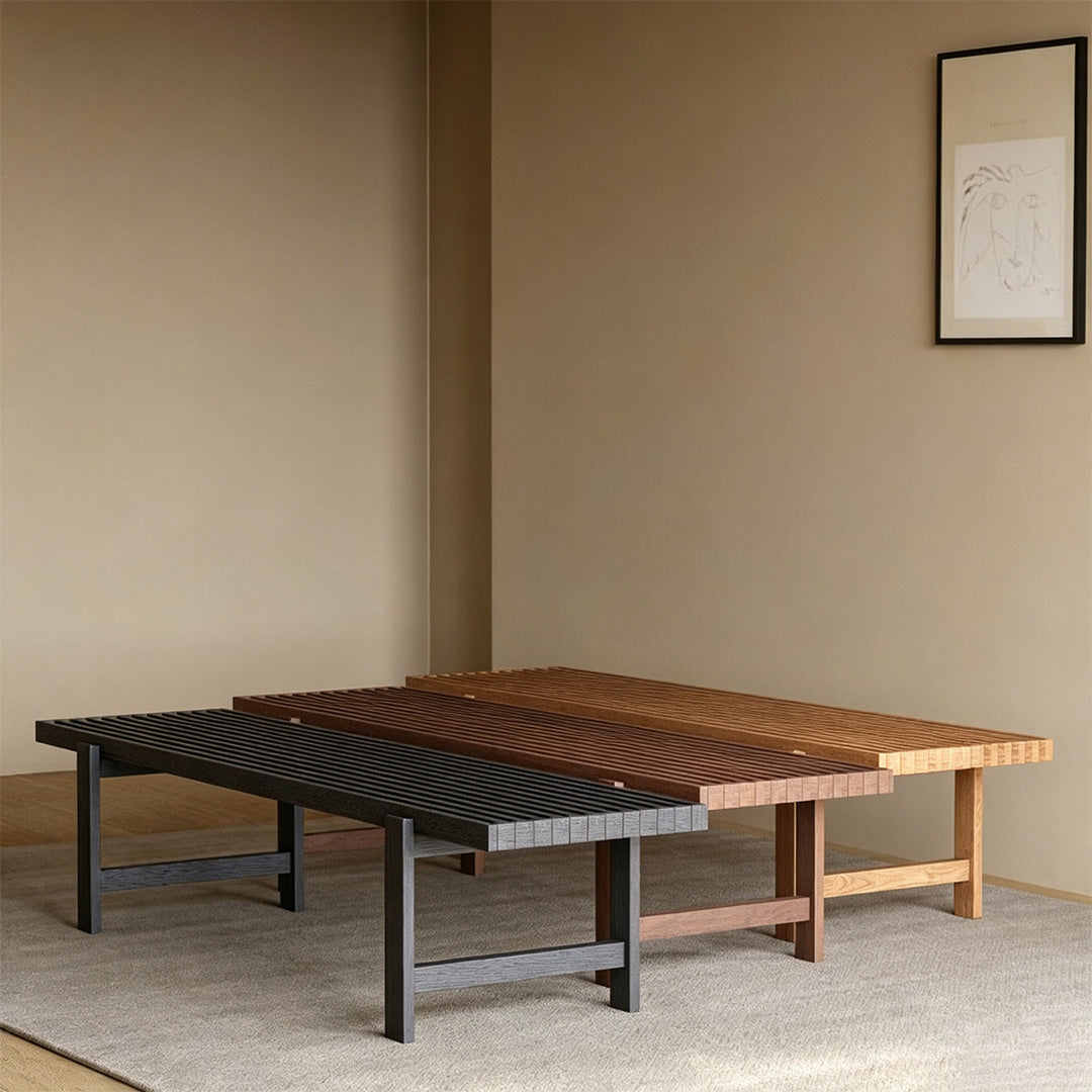 Jericho Ebony Wood Slatted Bench
