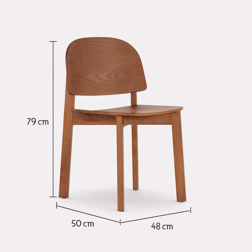 Nordic Modern Style Solid Wood Ash Dining Chair with Durable Backrest for Home Dining Living Rooms Hospitals Restaurants Schools product dimensions image