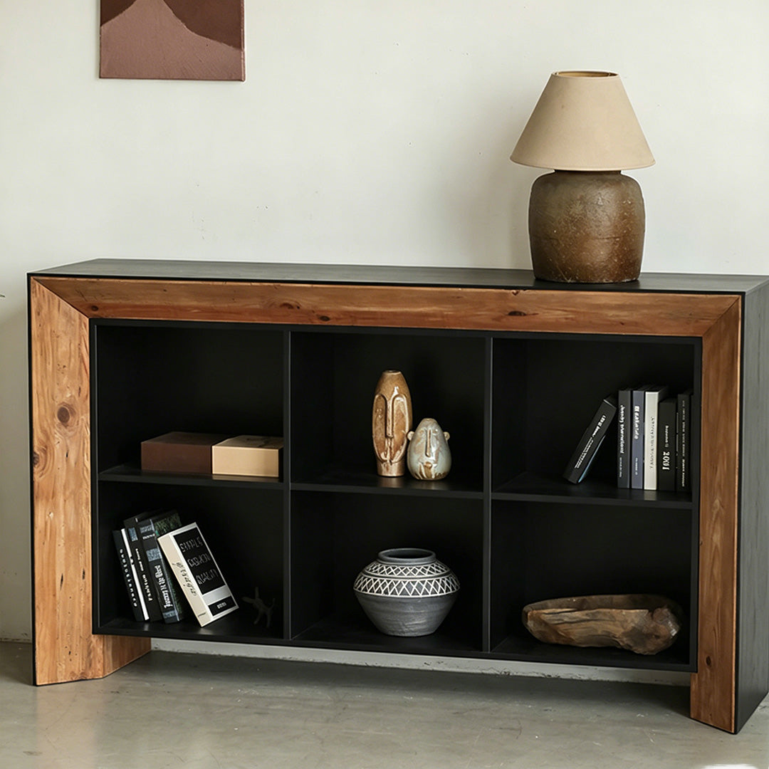 Nathan Black And Natural Wood Open Storage Sideboard