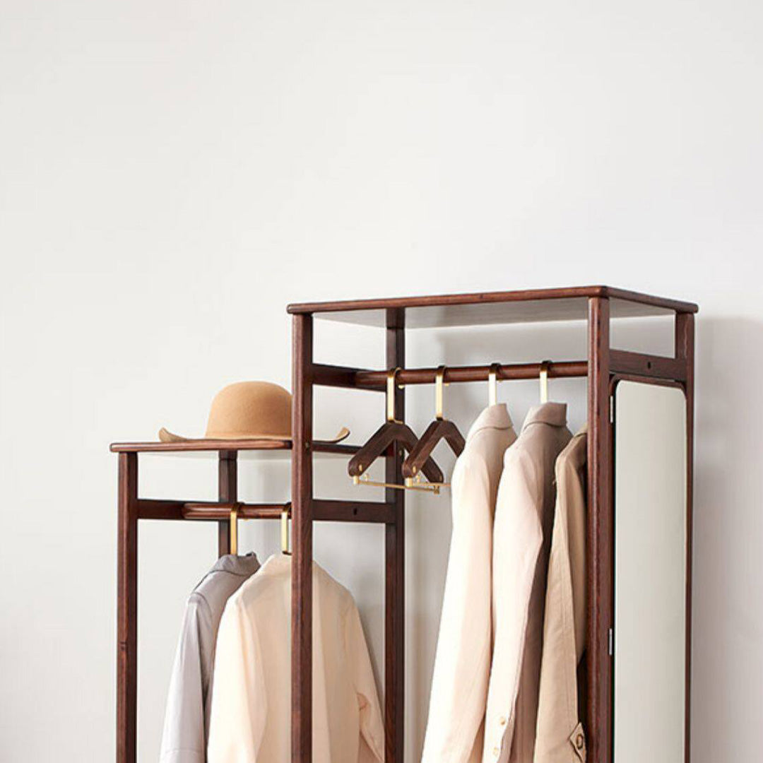 Astrid Walnut Wax Wood Hall Stand With Mirror