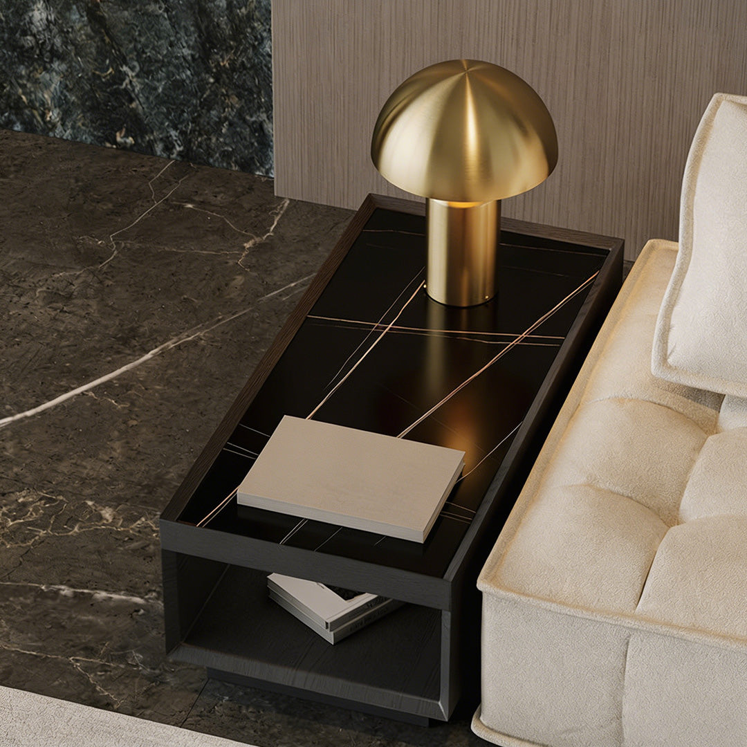 Caspian Black Marble-effect Side Table