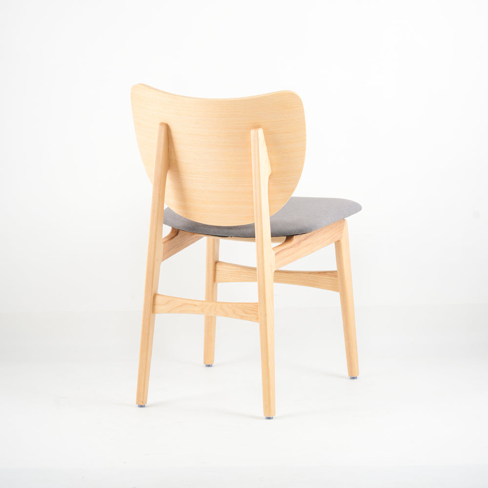 Larkspur Natural Ash Wood Dining Chair With Grey Fabric Seat