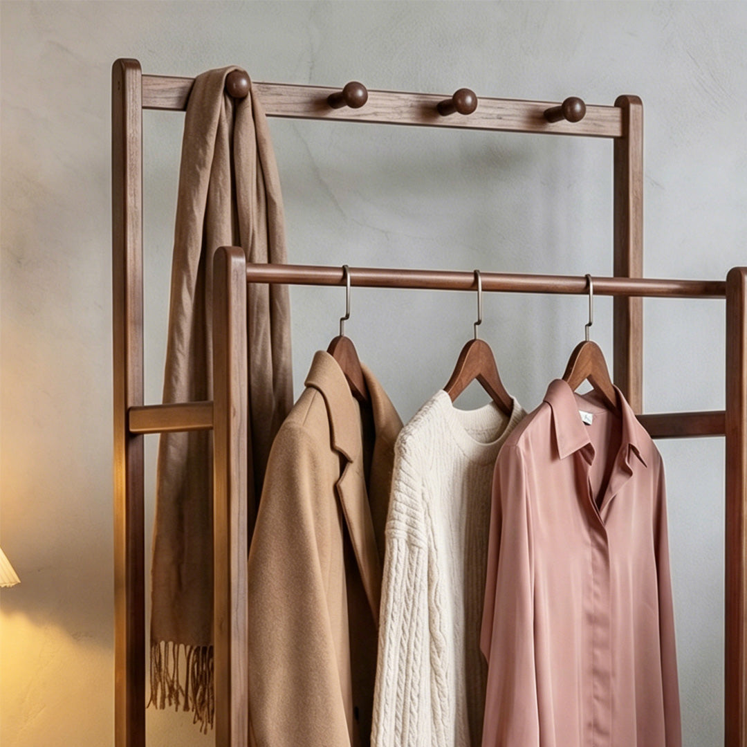 Victoire Walnut Finish Freestanding Coat Rack