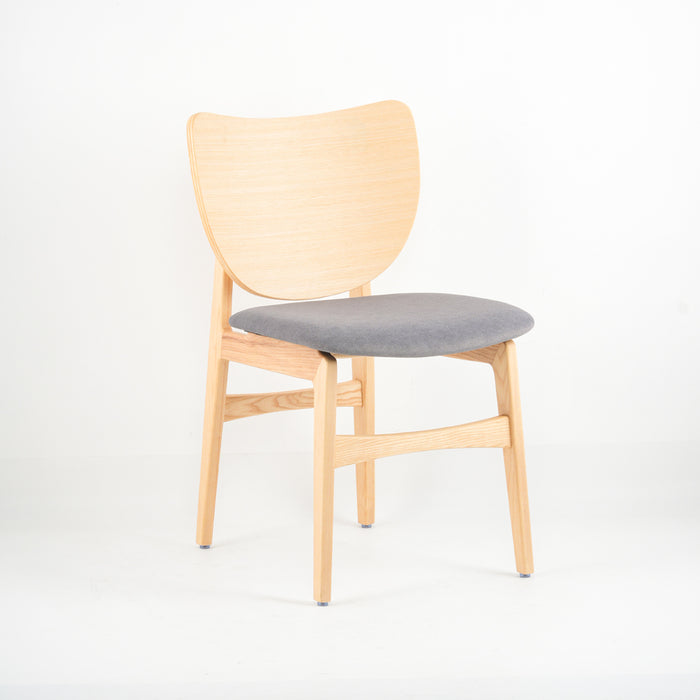 Larkspur Natural Ash Wood Dining Chair With Grey Fabric Seat