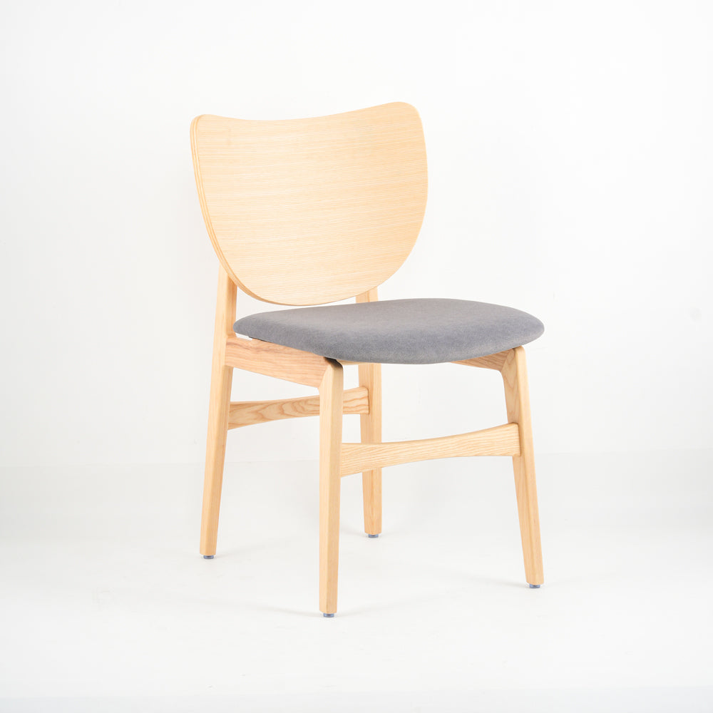 Larkspur Natural Ash Wood Dining Chair With Grey Fabric Seat