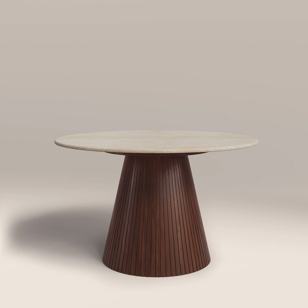 Laurel Walnut Round Dining Table with Light Wood Top