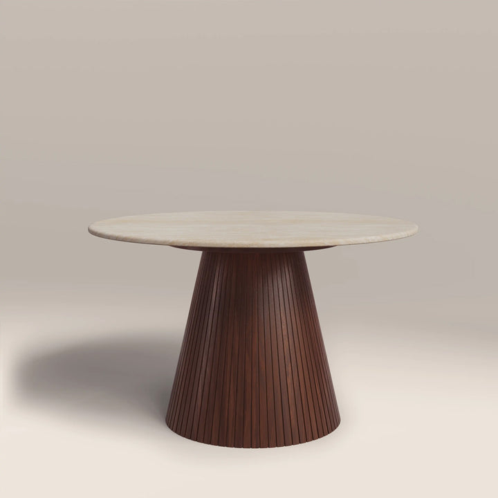 Laurel Walnut Round Dining Table with Light Wood Top